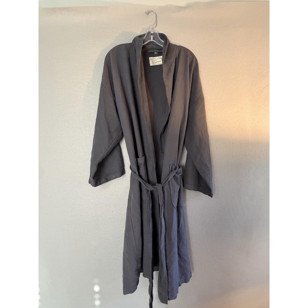Monarch Cypress Robe Mens XL Gray Microfiber Belted Pockets Lightweight Lounge
